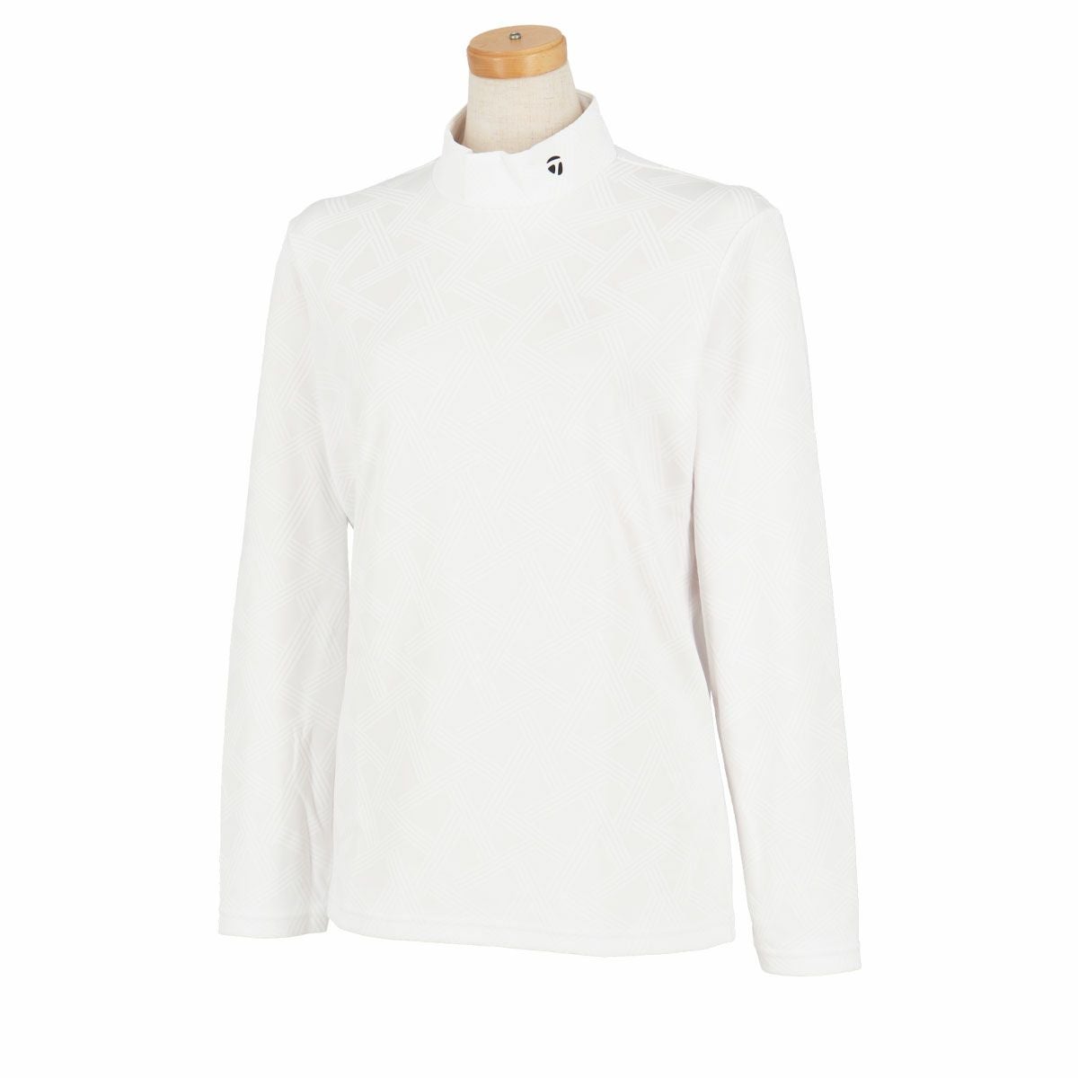 テーラーメイド TaylorMade　レディース 総柄ジャカード UVケア 長袖 モックネックシャツ UN419　2024年モデル ホワイト（U26963）