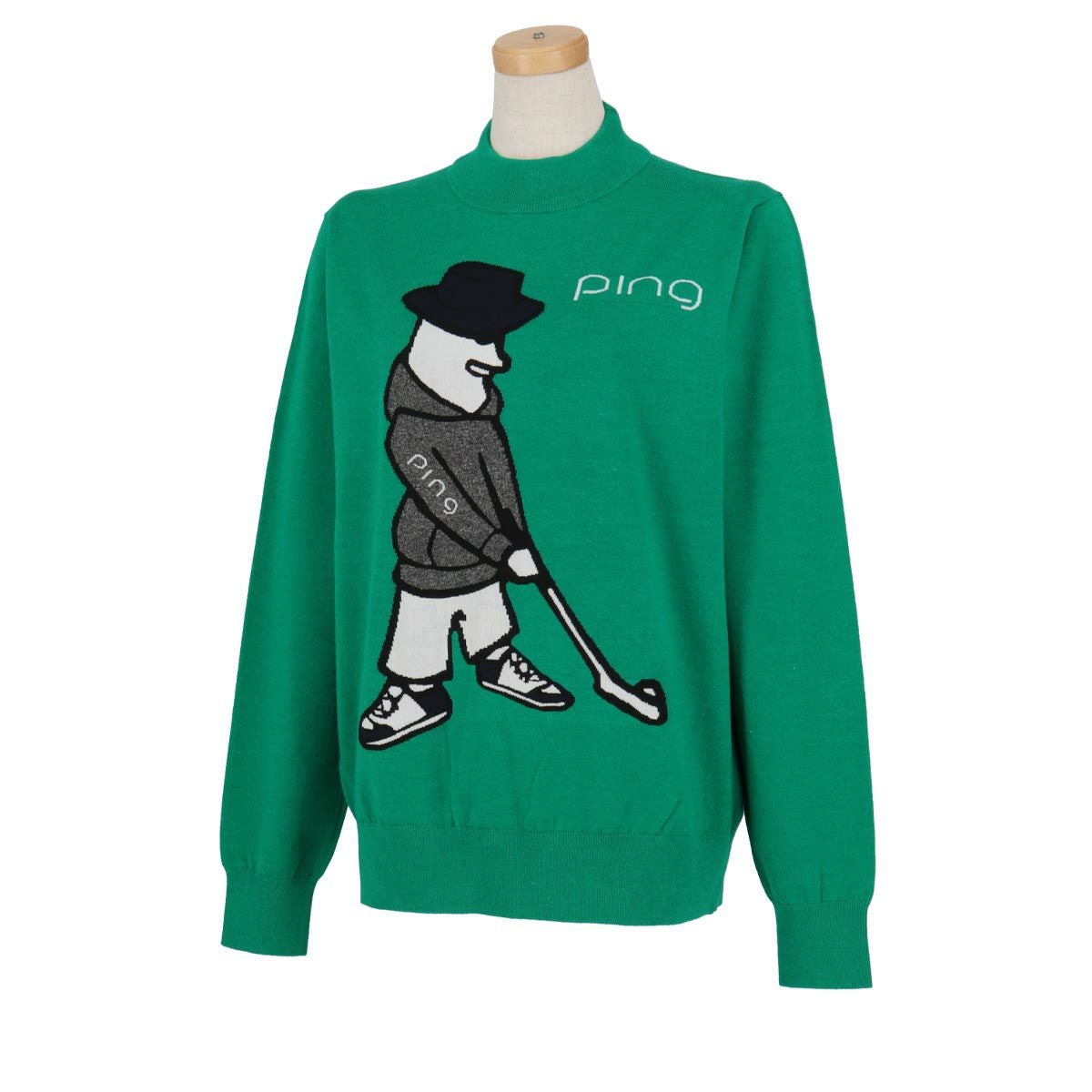 ピン PING　レディース Mr.PING ジャガード 長袖 ハイネック セーター 622-4275900　2024年モデル グリーン（140）