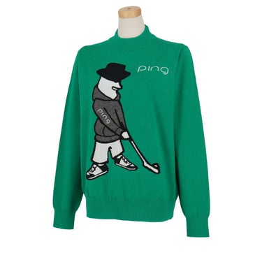 ピン PING　レディース Mr.PING ジャガード 長袖 ハイネック セーター 622-4275900　2024年モデル グリーン（140）