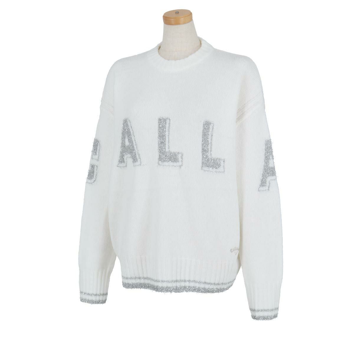 キャロウェイ Callaway　レディース メタリックロゴ 長袖 クルーネック セーター C24218203　2024年モデル ホワイト（1030）