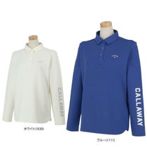 キャロウェイ Callaway レディース メタリックロゴプリント ポンチ素材 長袖 ポロシャツ C24233203 2024年モデル