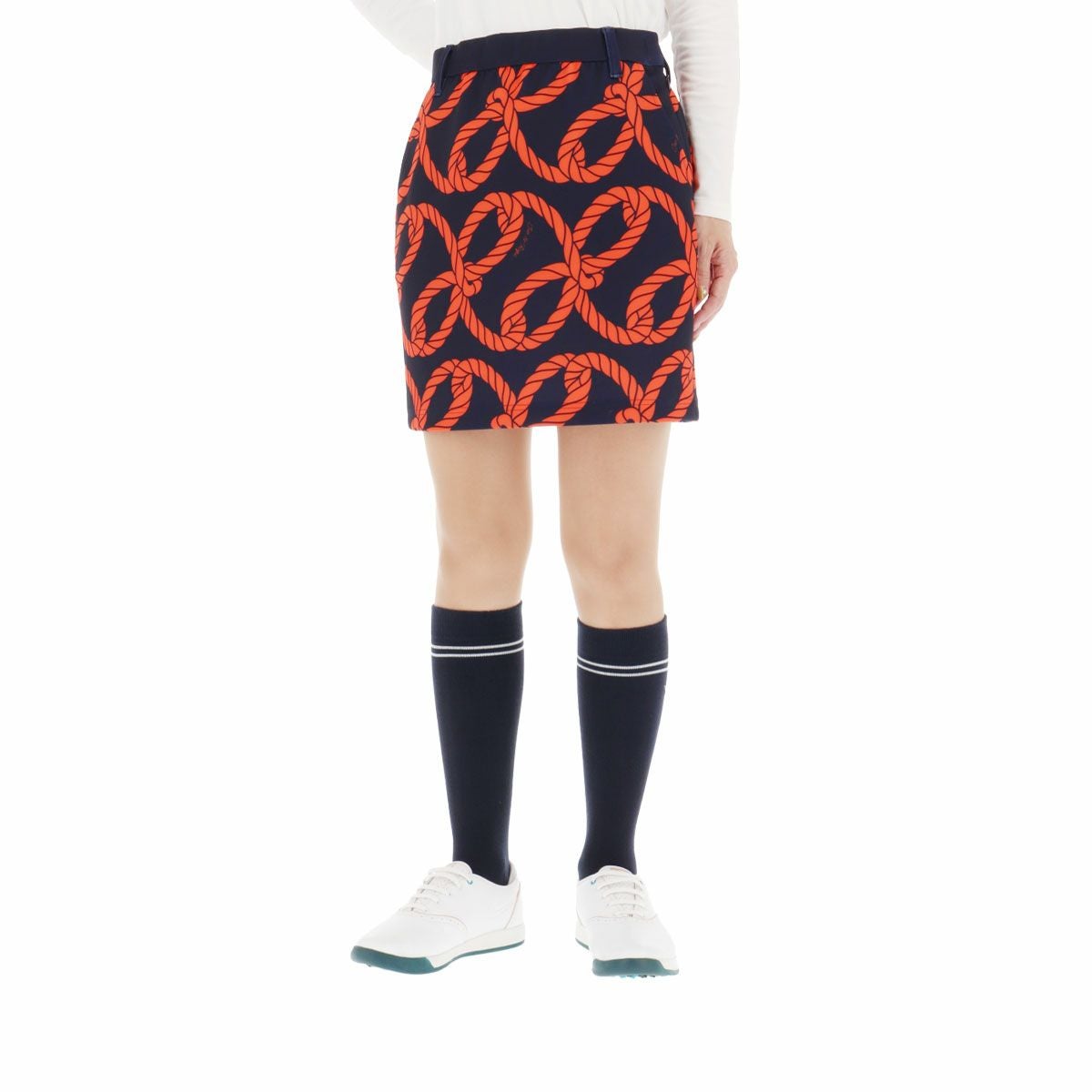 ジュン アンド ロペ JUN ＆ ROPE レディース ロゴワッペン 総柄プリント ロープ柄 ダンボールニット インナーパンツ付き スカート ERC34110 2024年モデル