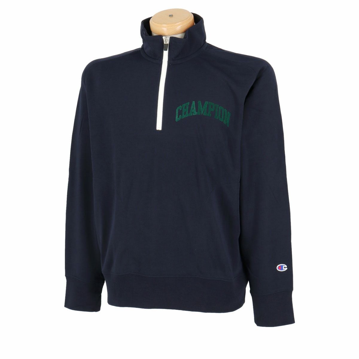 チャンピオンゴルフ ChampionGOLF　メンズ フロッキーロゴプリント スウェット 長袖 ハーフジップ ハイネックシャツ C3-AG002　2024年モデル ネイビー（370）