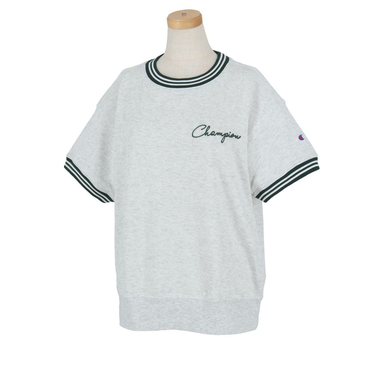 チャンピオンゴルフ ChampionGOLF レディース チェーン刺繍 ラインリブ 半袖 ドロップショルダー クルーネック スウェットシャツ CW-AG001 2024年モデル