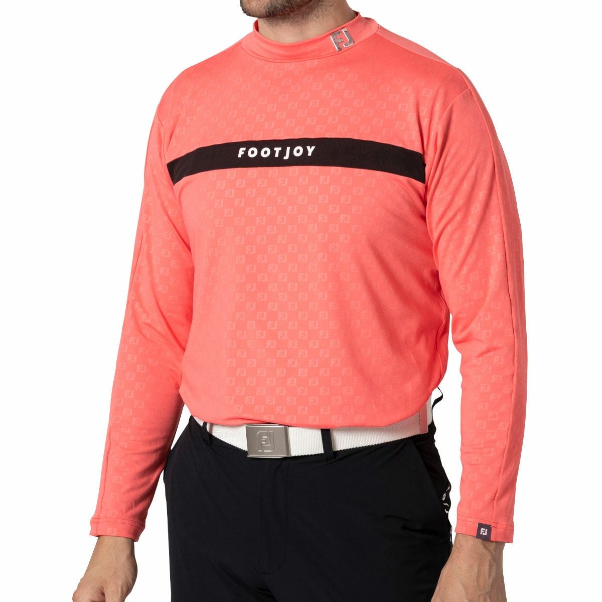 フットジョイ FootJoy メンズ ラインデザイン 生地切替 ロゴ柄 裏微起毛 ストレッチ 長袖 モックネックシャツ FJ-F24-S07 2024年モデル