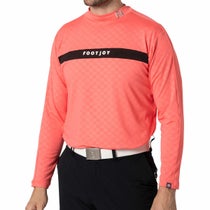 フットジョイ FootJoy　メンズ ラインデザイン 生地切替 ロゴ柄 裏微起毛 ストレッチ 長袖 モックネックシャツ FJ-F24-S07　2024年モデル