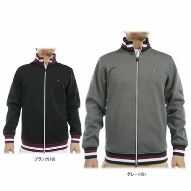 トミー ヒルフィガー ゴルフ　メンズ ロゴ刺繍 トリコロール配色 スウェット 長袖 リブ衿 フルジップ ジャケット THMA451　2024年モデル 詳細1
