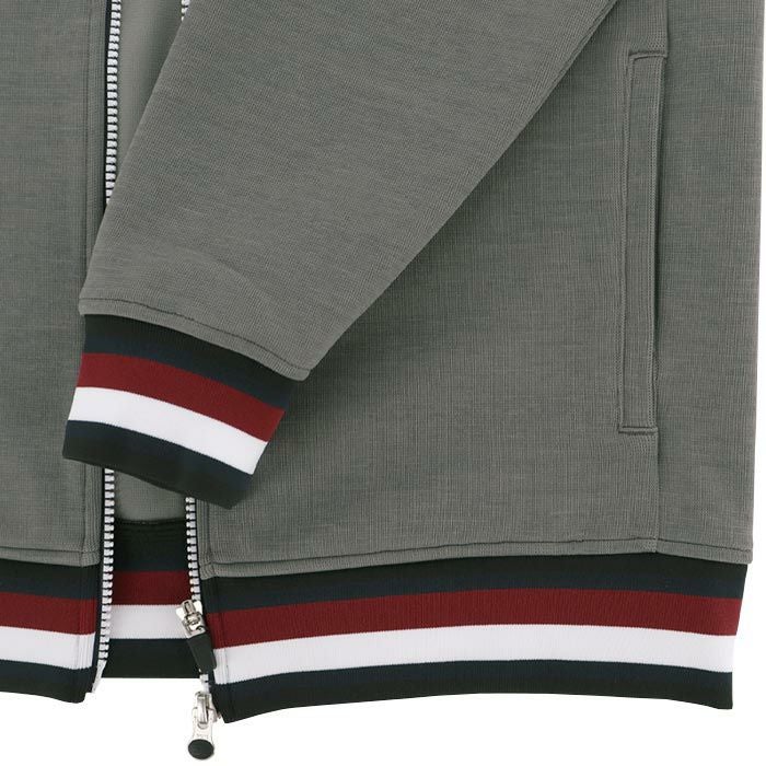 トミー ヒルフィガー ゴルフ　メンズ ロゴ刺繍 トリコロール配色 スウェット 長袖 リブ衿 フルジップ ジャケット THMA451　2024年モデル 詳細4