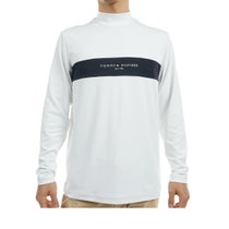 トミー ヒルフィガー ゴルフ　メンズ ロゴプリント 配色切替 ストレッチ 長袖 モックネックシャツ THMA454　2024年モデル