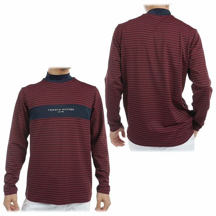 トミー ヒルフィガー ゴルフ　メンズ ロゴプリント 配色切替 ストレッチ 長袖 モックネックシャツ THMA454　2024年モデル 詳細5
