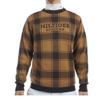 トミー ヒルフィガー ゴルフ　メンズ ロゴジャガード バッファローチェック柄 長袖 クルーネック セーター THMA478　2024年モデル