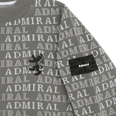 アドミラル Admiral　メンズ ビッグランパント刺繍 総柄 ロゴジャガード 長袖 モックネック セーター ADMA480　2024年モデル 詳細4