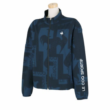 ルコック Le coq sportif　レディース 撥水 ロゴデザイン 総柄 ストレッチ 長袖 フルジップ ブルゾン LG4FWB00L　2024年モデル ネイビー（NV00）