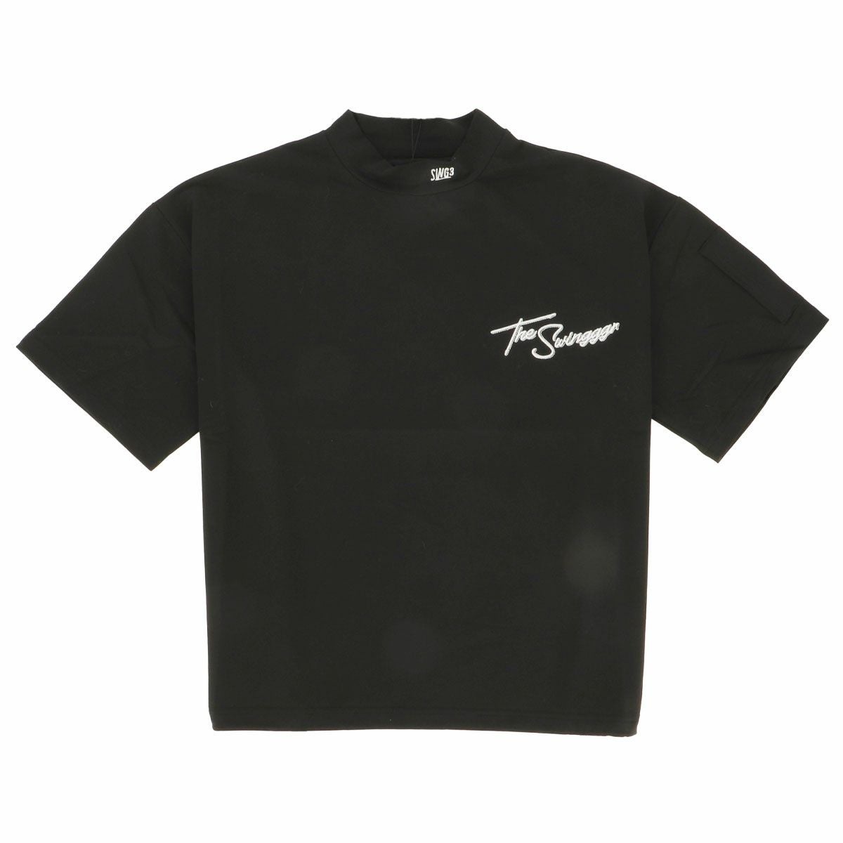 ザ スウィンガー THE SWINGGGR メンズ ロゴデザイン バックプリント ストレッチ 半袖 モックネックシャツ 1124-SWG-CT001 2024年モデル