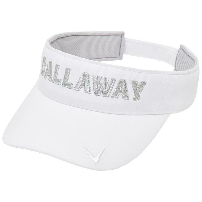 キャロウェイ Callaway　レディース シルバーロゴ刺繍 スエード調 サンバイザー C24291211 1030 ホワイト　2024年モデル ホワイト（1030）
