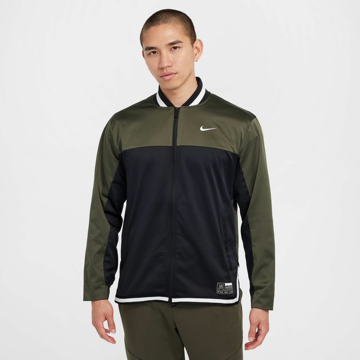 ナイキ NIKE メンズ カラーブロック 長袖 フルジップ ジャケット FQ1169 010 ブラック/カーゴカーキ/ホワイト 2024モデル