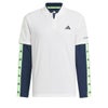 アディダス adidas　メンズ ロゴプリント ストレッチ 半袖 ハーフジップシャツ & ロゴライン 長袖 モックネックシャツ IKK78　2024年モデル ホワイト/カレッジネイビー