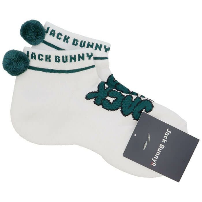 ジャックバニー Jack Bunny!!　レディース ロゴジャガード アンクルソックス 262-5186102 030 ホワイト　2025年モデル ホワイト