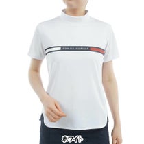 トミー ヒルフィガー ゴルフ　レディース ラインロゴ トリコロール配色 半袖 モックネックシャツ THLA532　2025年モデル