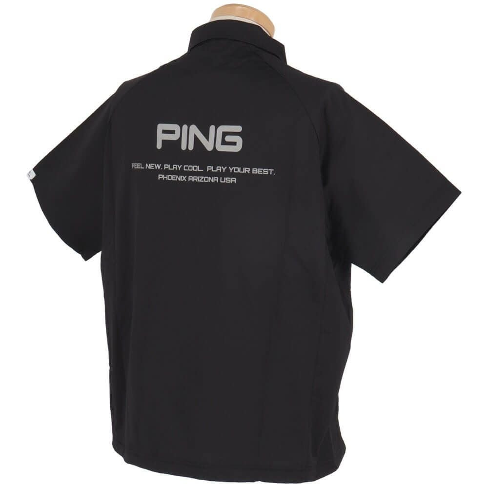ピン PING メンズ 撥水 布帛 半袖 ハーフジップシャツ 621-4111301