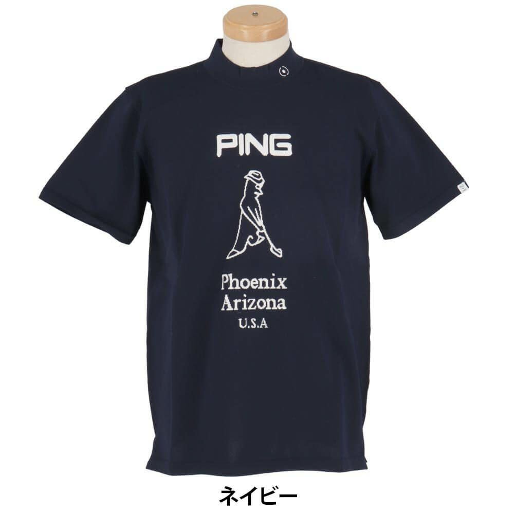 ピン PING　メンズ Mr.PING ジャカード 半袖 ハイネック ニットシャツ 621-4172203　2024年モデル 詳細2