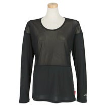 マリクレール marie claire　レディース ロゴプリント メッシュ切替 ストレッチ 長袖 Uネック インナーシャツ 713-9825