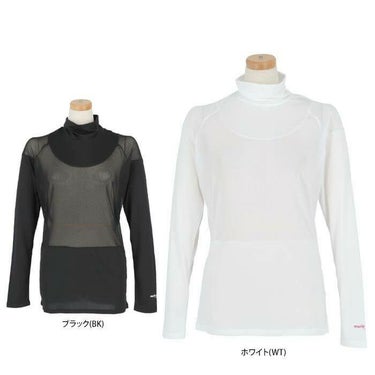 マリクレール marie claire　レディース ロゴプリント メッシュ切替 ストレッチ 長袖 ハイネック インナーシャツ 713-9835 詳細1