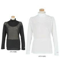 マリクレール marie claire レディース ロゴプリント メッシュ切替 ストレッチ 長袖 ハイネック インナーシャツ 713-9835