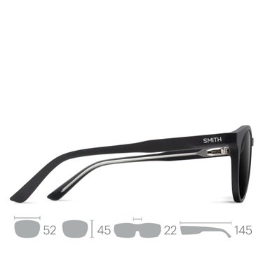 スミス Smith Westward ウエストワード CP Polarized Black 偏光 サングラス アジアンフィット 2025-2026 サングラス 側面・サイズ説明