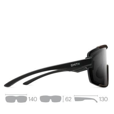 スミス Smith Wildcat ワイルドキャット CP Black+Clear スペアレンズ付き 偏光 サングラス アジアンフィット 2025-2026 サングラス 側面・サイズ説明