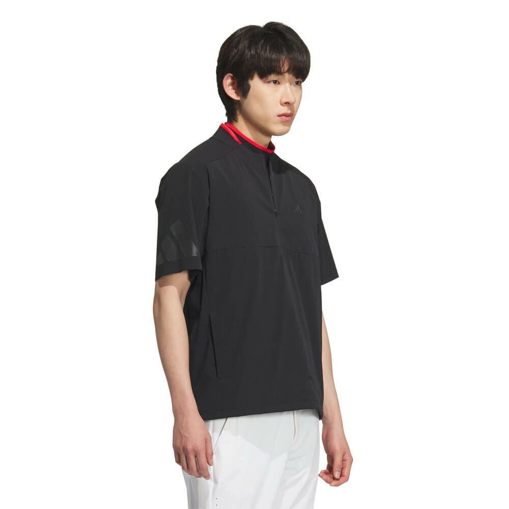 アディダス adidas メンズ アディゼロ 撥水 半袖 ハーフジップシャツ
