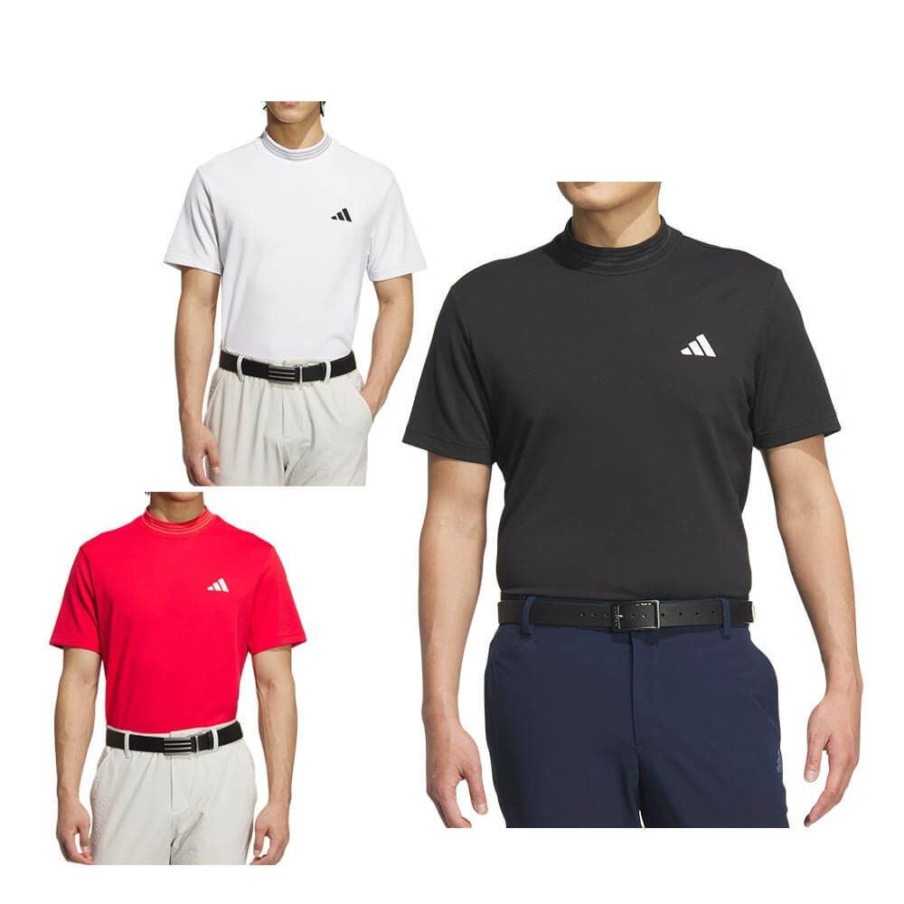 アディダス adidas　メンズ スリーストライプス 半袖 モックネックシャツ KVH10　2025年モデル 詳細1