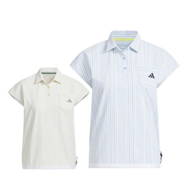 アディダス adidas　レディース シアサッカー フレンチスリーブ ポロシャツ KTI81　2025年モデル 詳細1