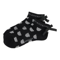 セントアンドリュース St ANDREWS　レディース ベアシルエット柄 リボン付き アンクルソックス 042-5186252 010 ブラック　2025年モデル