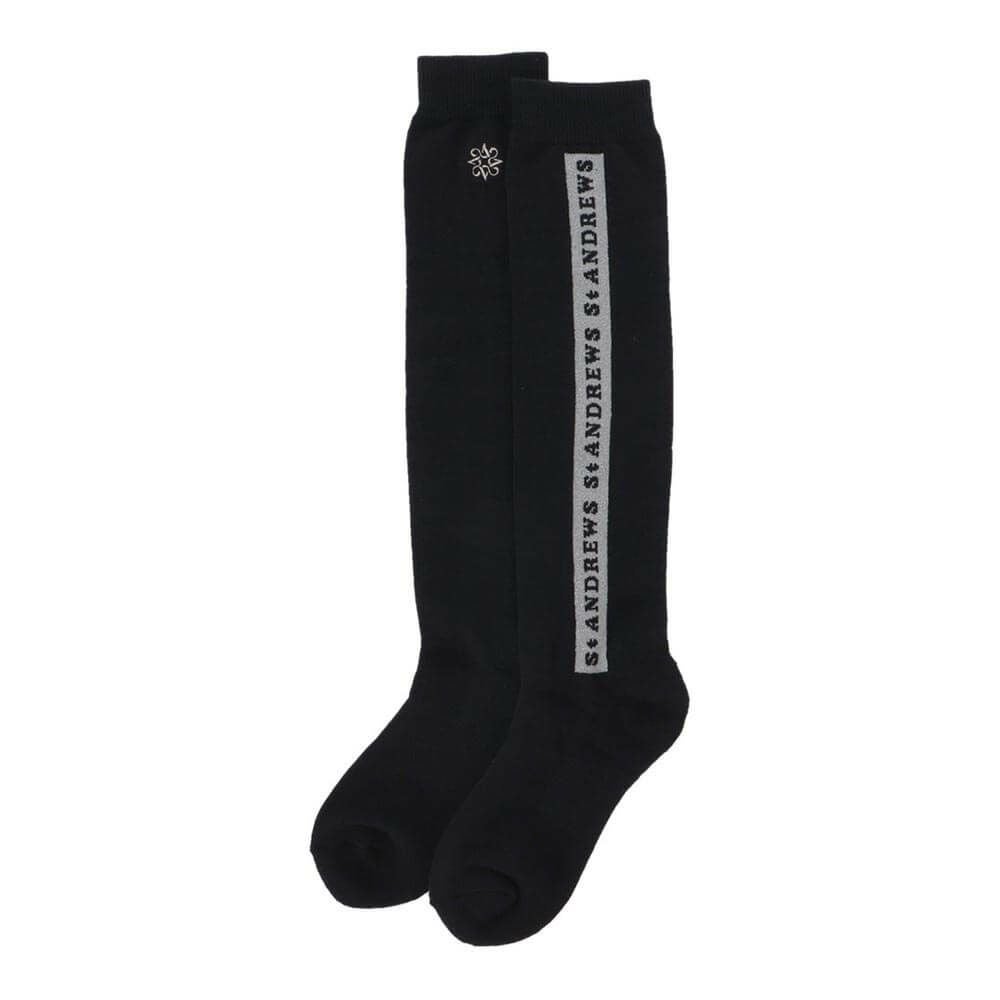セントアンドリュース St ANDREWS　レディース ラインロゴ ハイソックス 042-5186256 010 ブラック　2025年モデル ブラック