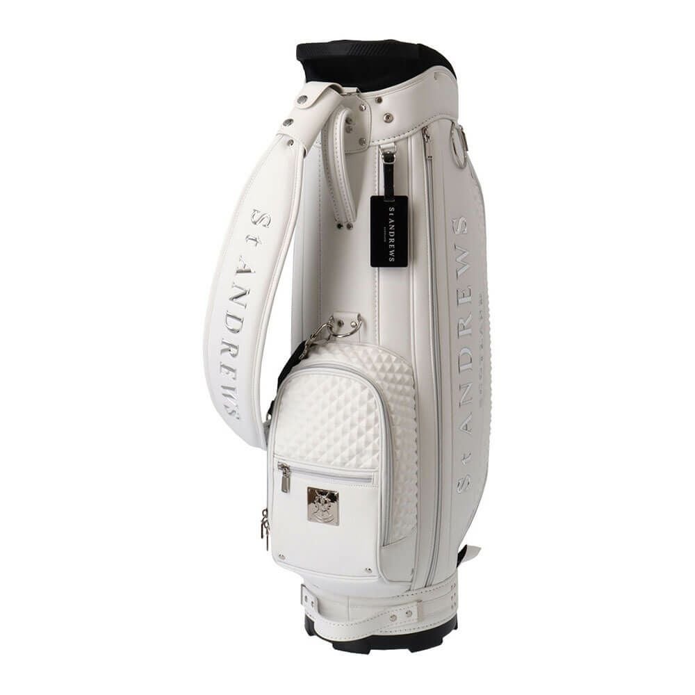 St.Andrews LINKS キャディバッグ ホワイト×ピンク 7.5インチ/7.5型 6分割 合皮 カートタイプ ☆ PayPay(ペイペイ)決済可能 ☆ 札幌市 清田区 平岡 9.0インチ スリムカート型ピラミッドエンボス キャディバッグ (46