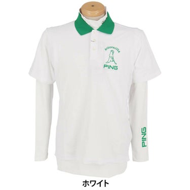 ピン PING　メンズ 半袖 ポロシャツ & 天竺長袖 ハイネックインナーシャツ レイヤード ツインセット 621-5160205　2025年モデル 詳細2