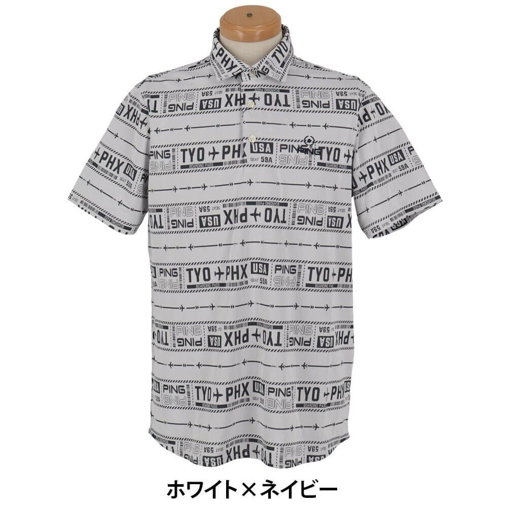 ピン PING　メンズ チケット柄 ジャカード 半袖 ポロシャツ 621-5160219　2025年モデル 詳細2