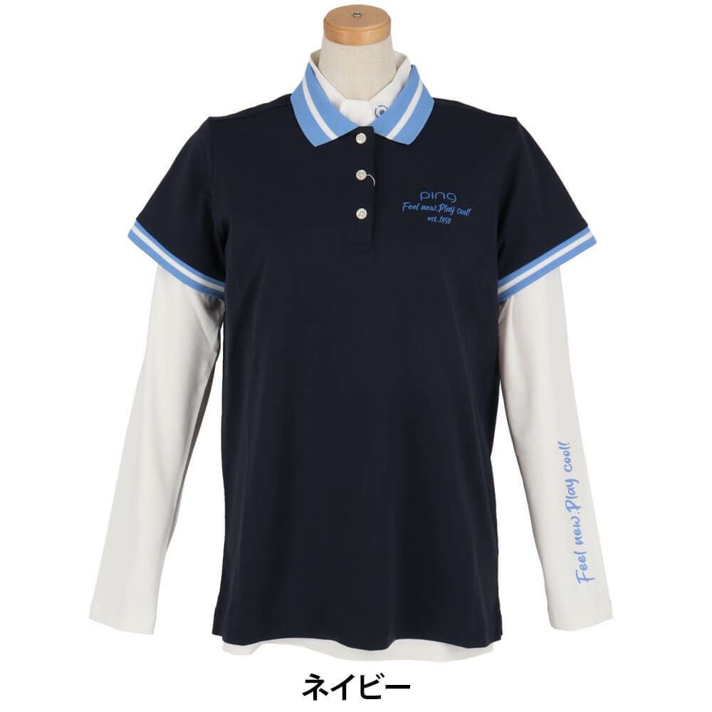ピン PING　レディース 半袖 ポロシャツ & 長袖 ハイネックインナーシャツ レイヤード ツインセット 622-5160202　2025年モデル 詳細8