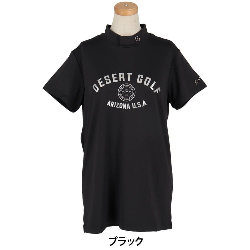 ピン PING　レディース メッシュ ボーダージャガード 半袖 ハイネック シャツ 622-5167100　2025年モデル 詳細2