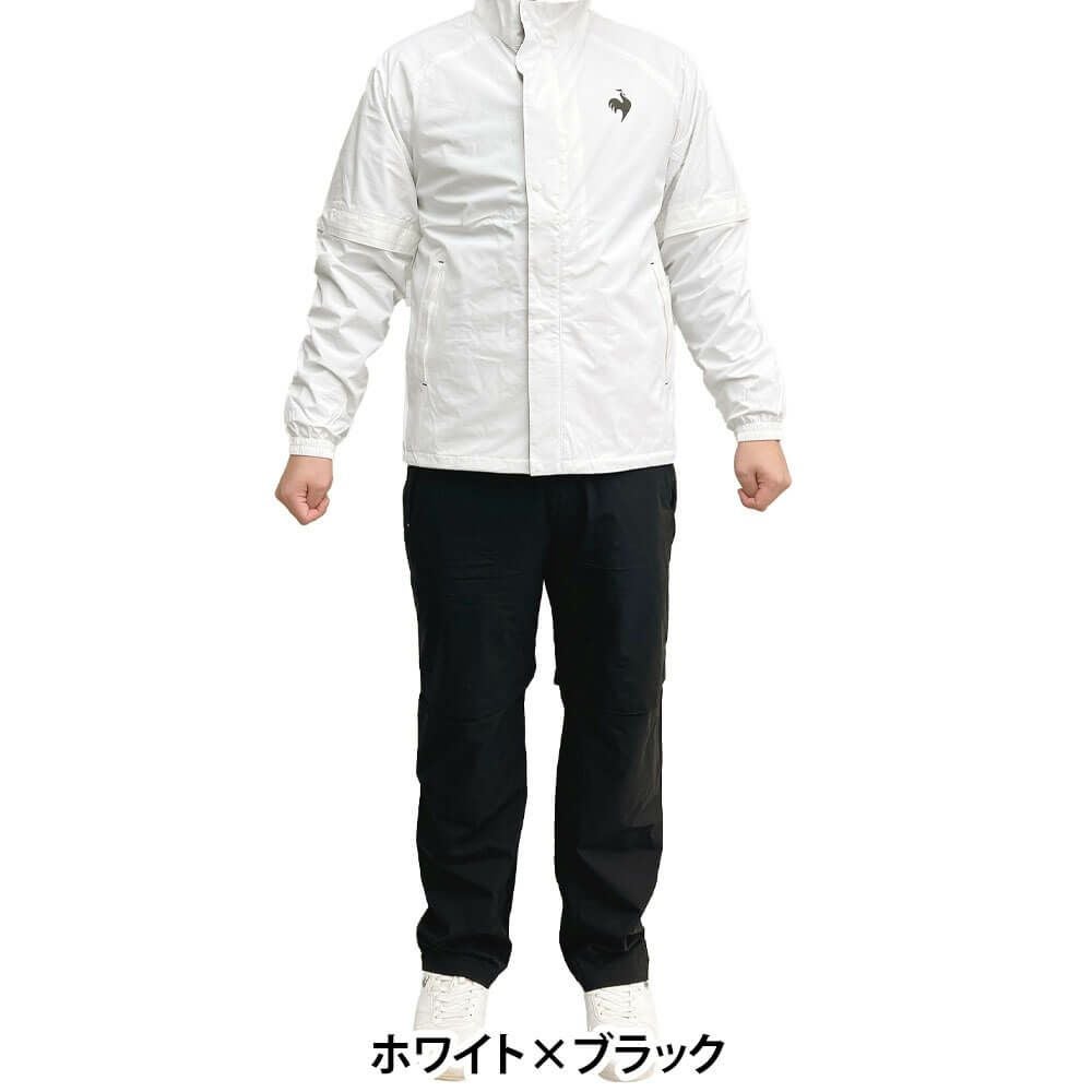 ルコック Le coq sportif　メンズ 2WAY レインウェア 上下セット QGMXJH10W 2024年モデル ホワイト×ブラック（WHBK）