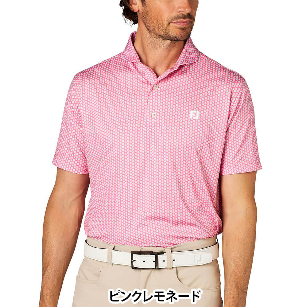 フットジョイ FootJoy メンズ ジオメトリックプリント ワイドカラー 半袖 ポロシャツ FJ-S25-S12 2025年モデル
