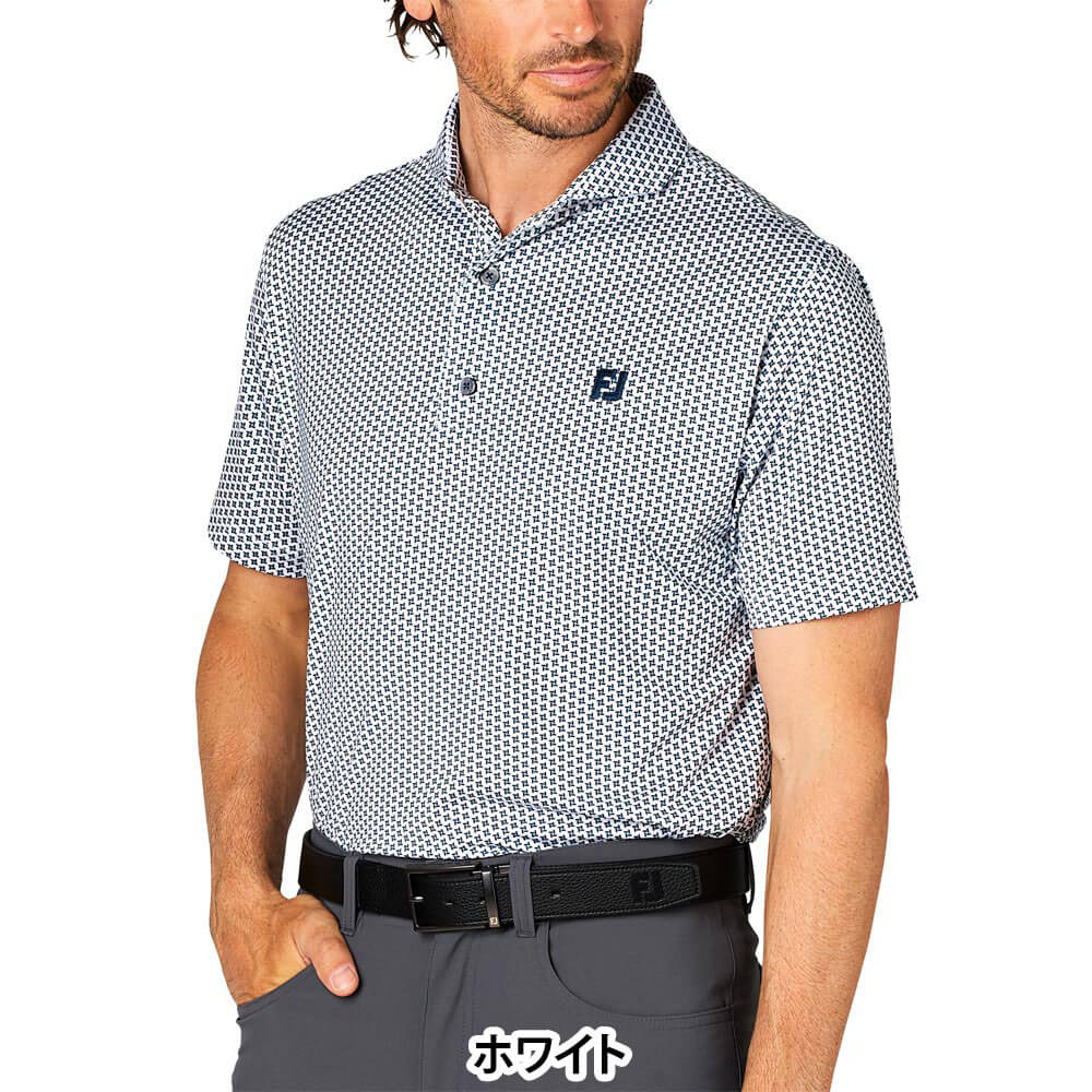 フットジョイ FootJoy　メンズ ジオメトリックプリント ワイドカラー 半袖 ポロシャツ FJ-S25-S12　2025年モデル 詳細5