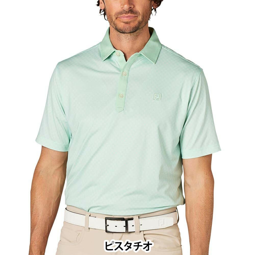フットジョイ FootJoy メンズ 格子ジャカード 半袖 ポロシャツ FJ-S25-S16 2025年モデル