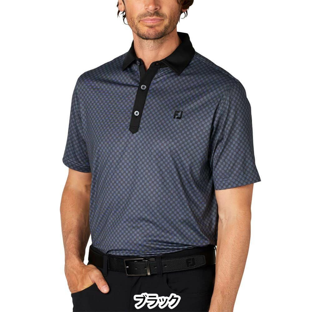 フットジョイ FootJoy メンズ 格子ジャカード 半袖 ポロシャツ FJ-S25