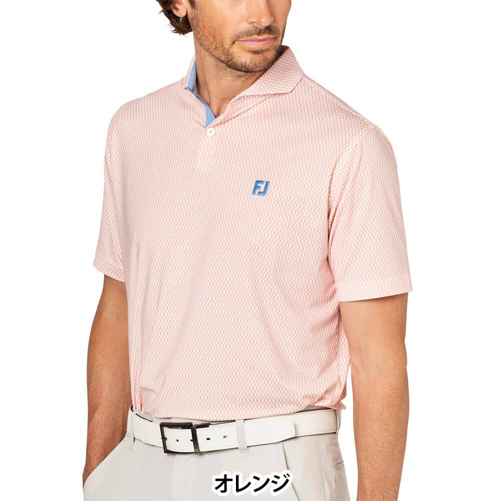 フットジョイ FootJoy　メンズ ダイヤ柄 ワイドカラー 半袖 ポロシャツ FJ-S25-S23　2025年モデル 詳細2
