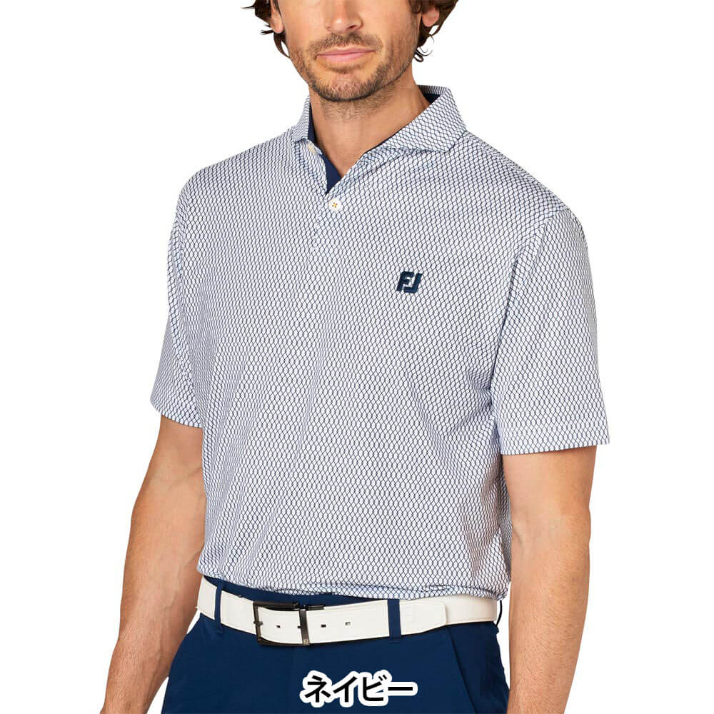 フットジョイ FootJoy　メンズ ダイヤ柄 ワイドカラー 半袖 ポロシャツ FJ-S25-S23　2025年モデル 詳細5
