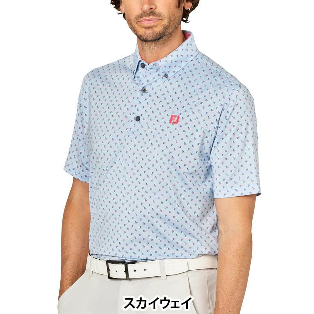 フットジョイ FootJoy メンズ つぼみ柄 半袖 ボタンダウン ポロシャツ FJ-S25-S25 2025年モデル