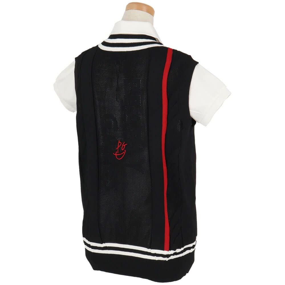 パーリーゲイツ PEARLY GATES　レディース ケーブル編み 配色ライン Vネック ニット ベスト 055-5173202　2025年モデル 詳細8