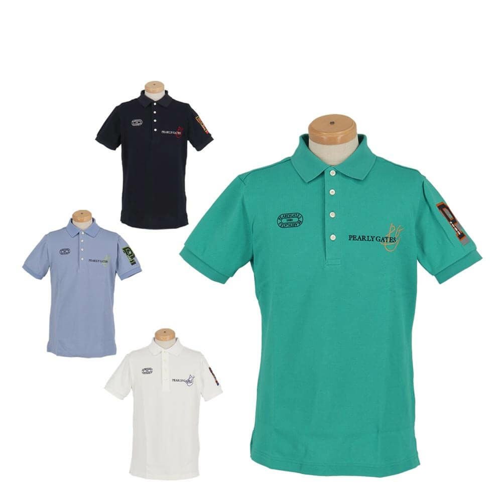 パーリーゲイツ PEARLY GATES　メンズ 鹿の子 ロゴデザイン 半袖 ポロシャツ 053-5160201　2025年モデル